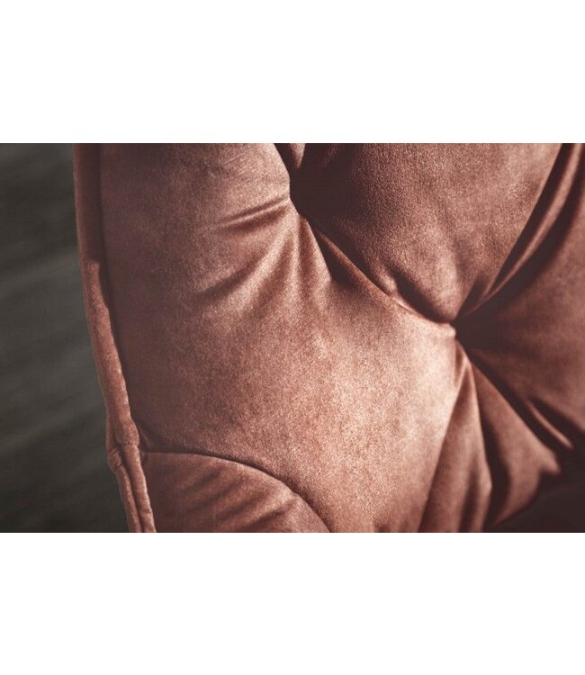 Invicta Interior Design stoel MILANO bruin fluweel met Chesterfield quilting - 41182