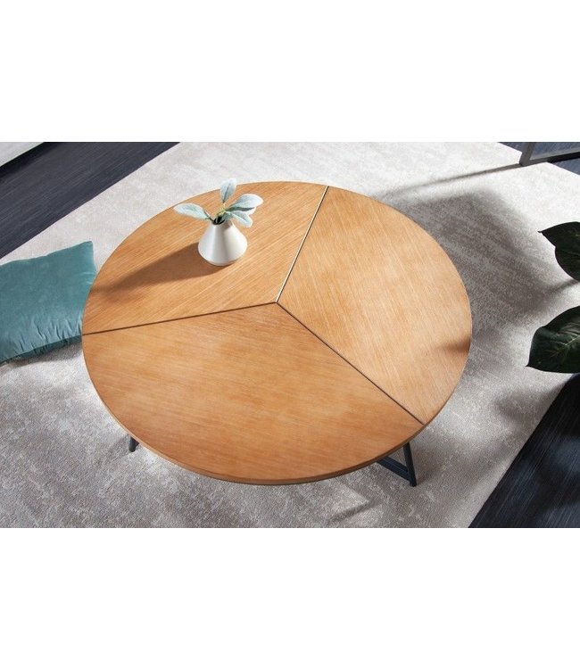 Invicta Interior Design salontafel OAK ELEGANCE 80cm eiken zwart metalen frame - 41205