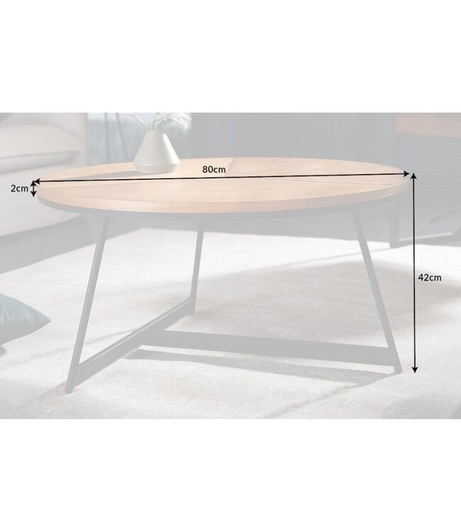 Invicta Interior Design salontafel OAK ELEGANCE 80cm eiken zwart metalen frame - 41205