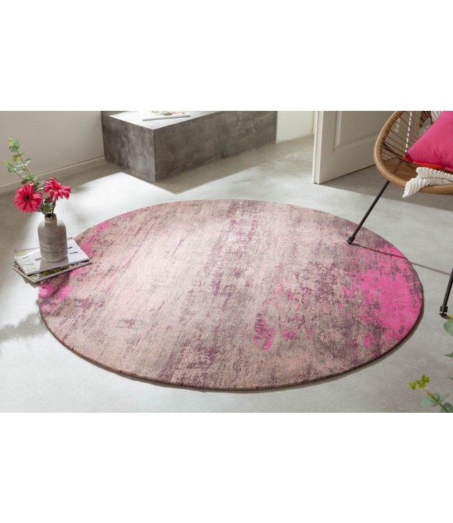 Invicta Interior Vintage tapijt MODERN ART 150cm beige roze gewassen rond used look - 41261