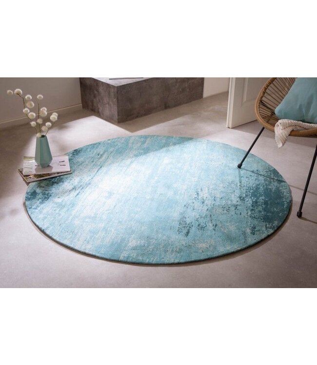Invicta Interior Vintage tapijt MODERN ART 150cm turquoise gewassen ronde used look - 41263