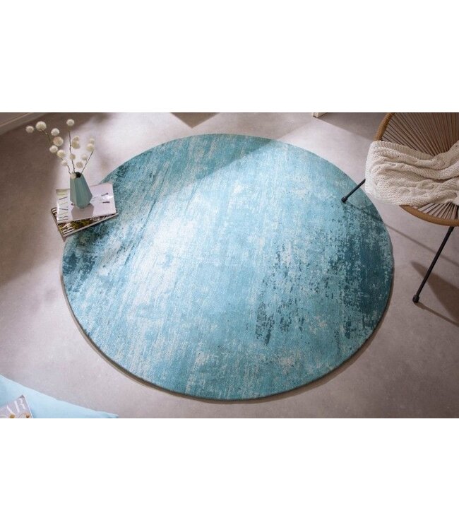Invicta Interior Vintage tapijt MODERN ART 150cm turquoise gewassen ronde used look - 41263