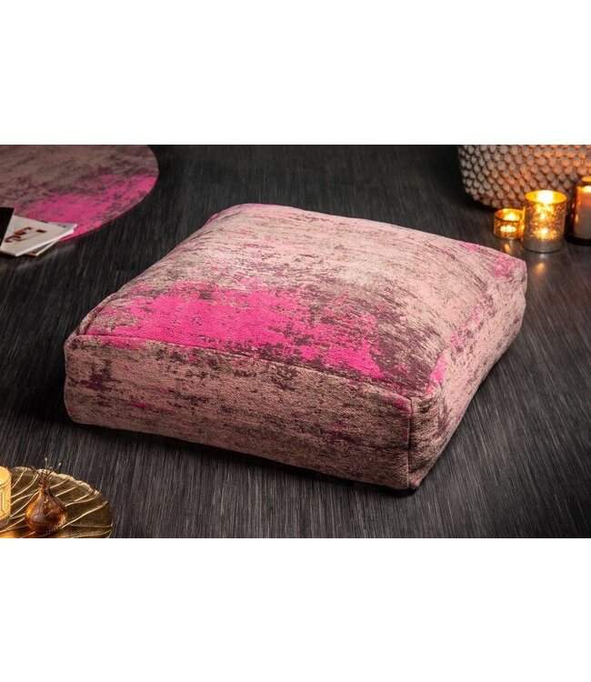 Invicta Interior Design vloerkussen XL MODERN ART 70cm rood roze abstract patroon zitpoef - 41266