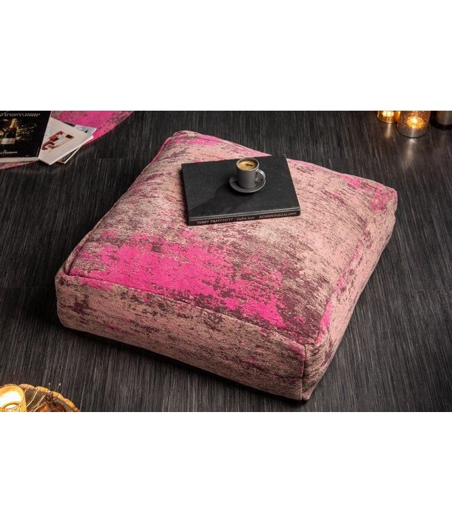 Invicta Interior Design vloerkussen XL MODERN ART 70cm rood roze abstract patroon zitpoef - 41266