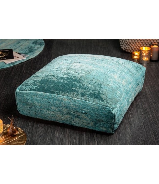 Invicta Interior Design vloerkussen XL MODERN ART 70cm zitkussen met turquoise abstract patroon - 41267