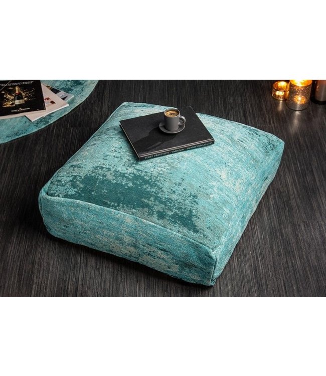 Invicta Interior Design vloerkussen XL MODERN ART 70cm zitkussen met turquoise abstract patroon - 41267