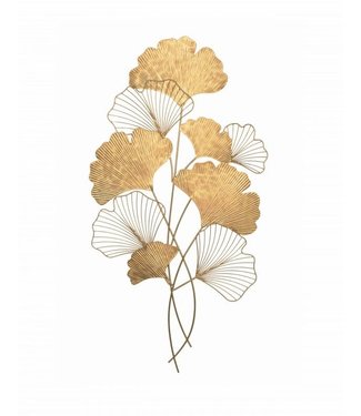 Invicta Interior Elegante wanddecoratie GINKGO 110cm goud in filigrane bladvorm - 41272