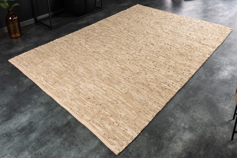 Invicta Interior Echt leren tapijt PURE 230x160cm beige van leer en hennep - 41475