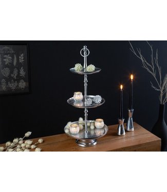 Invicta Interior Elegante taartschaal ORIENT 65cm zilver in wild hamerdesign met drie niveaus - 41536 Invicta Interior Elegante taartschaal ORIENT 65cm zilver in wild hamerdesign met drie niveaus - 41536