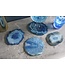 Invicta Interior Set van 4 onderzetters voor glazen COASTER 10cm blauwe edelsteen agaatkwarts handgemaakt - 41556
