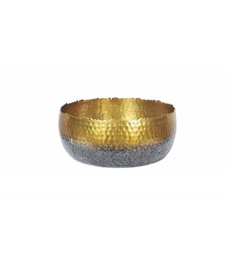 Invicta Interior Handgemaakte decoratieve kom ORIENT 31cm goud met patina in klassiek gehamerd ontwerp - 41561