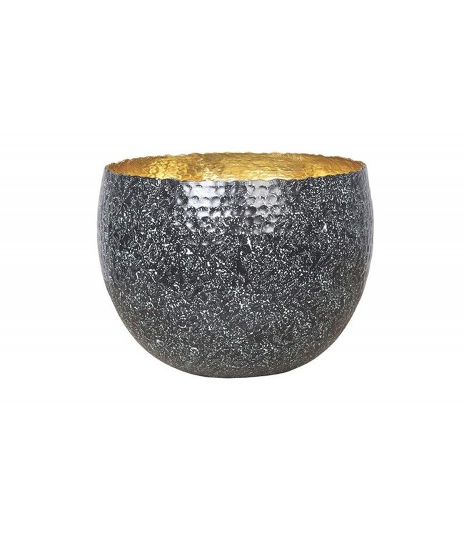 Invicta Interior Handgemaakte decoratieve kom ORIENT 26cm zilver met patina in klassiek gehamerd ontwerp - 41563
