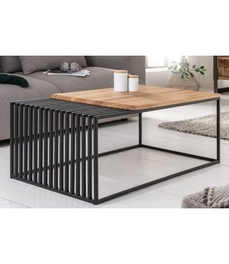 Invicta Interior Massief houten salontafel ARCHITECTURE 100cm geolied eiken zwart metalen frame - 41576