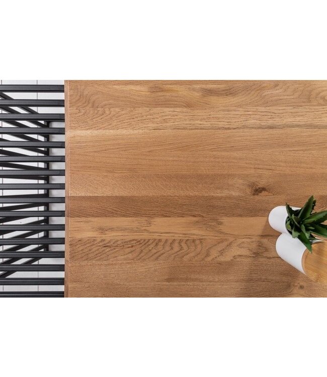 Invicta Interior Massief houten salontafel ARCHITECTURE 100cm geolied eiken zwart metalen frame - 41576