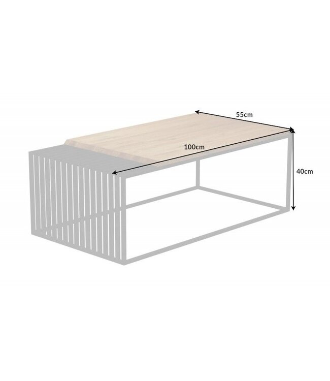 Invicta Interior Massief houten salontafel ARCHITECTURE 100cm geolied eiken zwart metalen frame - 41576