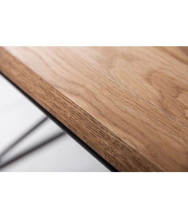 Invicta Interior Massief houten salontafel ARCHITECTURE 110cm geolied eiken zwart metalen frame met plank - 41577