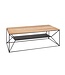 Invicta Interior Massief houten salontafel ARCHITECTURE 110cm geolied eiken zwart metalen frame met plank - 41577