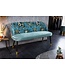 Invicta Interior Design bank PRET-A-PORTER turquoise fluwelen bloemmotief en gouden voetdoppen - 41706