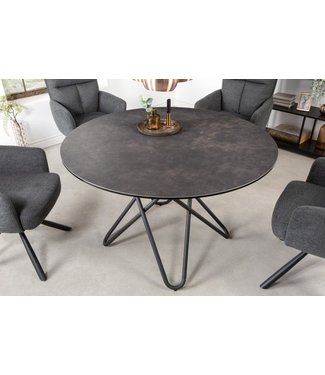 Invicta Interior Ronde eettafel ELLIPSE 120cm antraciet keramische haarspeldpoten made in Italy - 41710