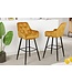 Invicta Interior Design barkruk MILANO mosterdgeel fluwelen barstoel met Chesterfield quilting - 41959