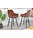 Invicta Interior Design barkruk MILANO bruin fluwelen barstoel met Chesterfield quilting - 41962