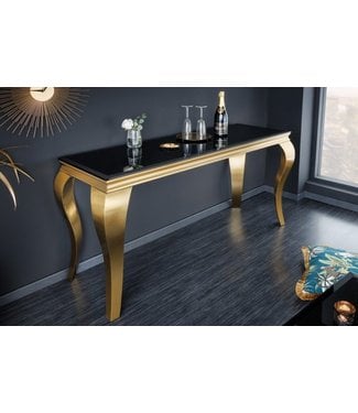 Invicta Interior Elegante consoletafel MODERN BAROK 145cm zwart goud opaalglas roestvrijstalen poten - 42314