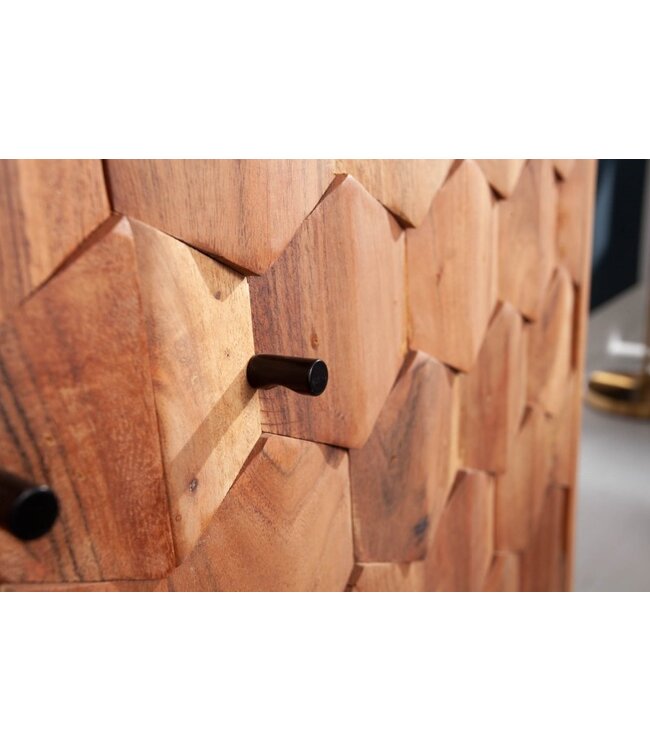 Invicta Interior Massief houten dressoir MYSTIC LIVING 140cm natuurlijk acacia 3D oppervlak - 39941