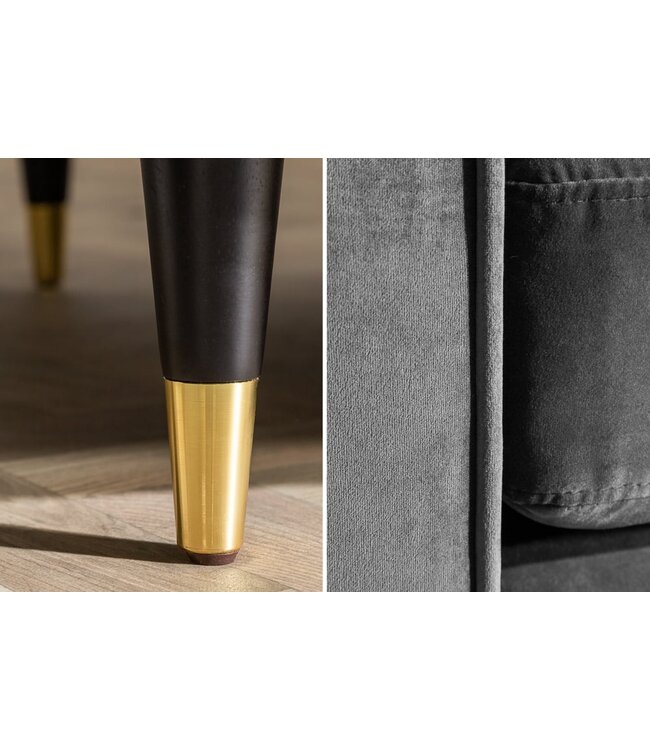 Invicta Interior Design 3-zits loungebank COSY VELVET 220cm grijs fluwelen veerkern - 39846