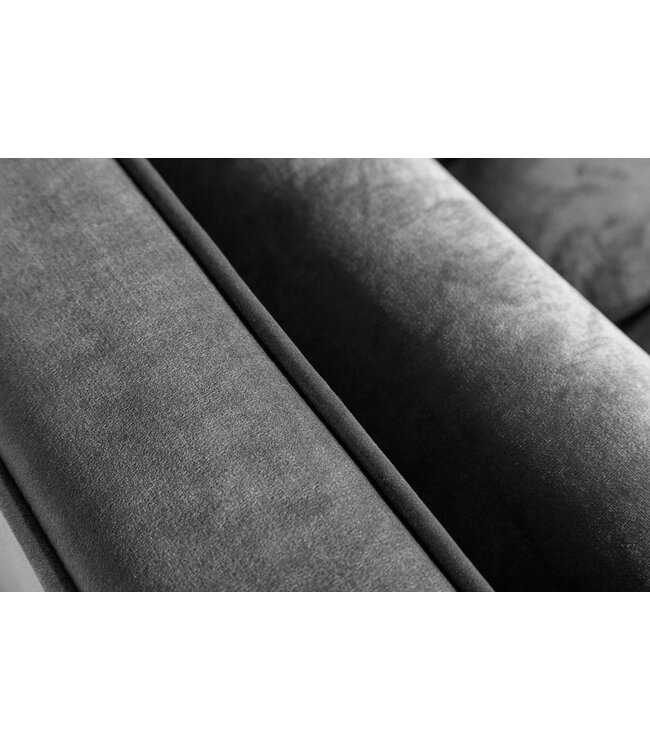 Invicta Interior Design 3-zits loungebank COSY VELVET 220cm grijs fluwelen veerkern - 39846