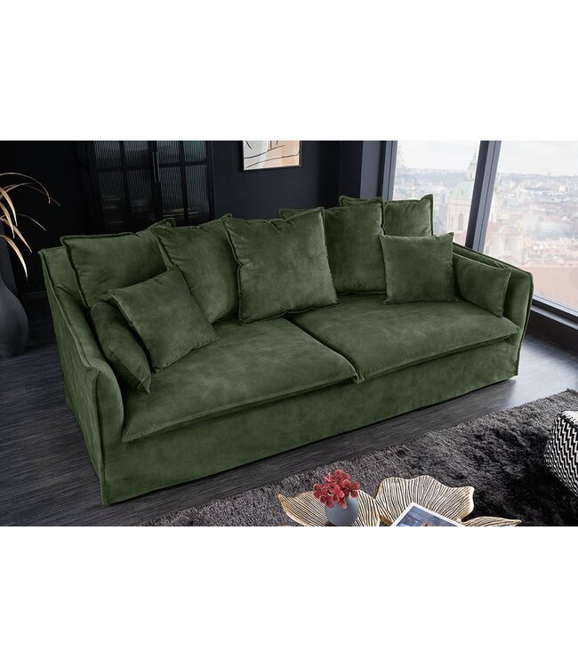 Invicta Interior Bank Heaven 3-zits 210cm donkergroen fluweel/ 40833