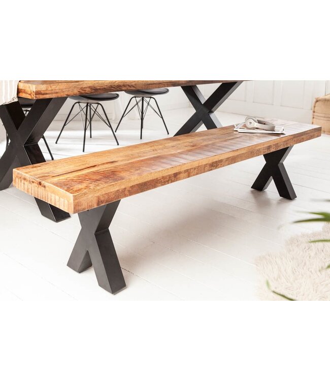 Invicta Interior Bank Iron Craft X 200cm Mango natuurlijk 70mm/ 40159