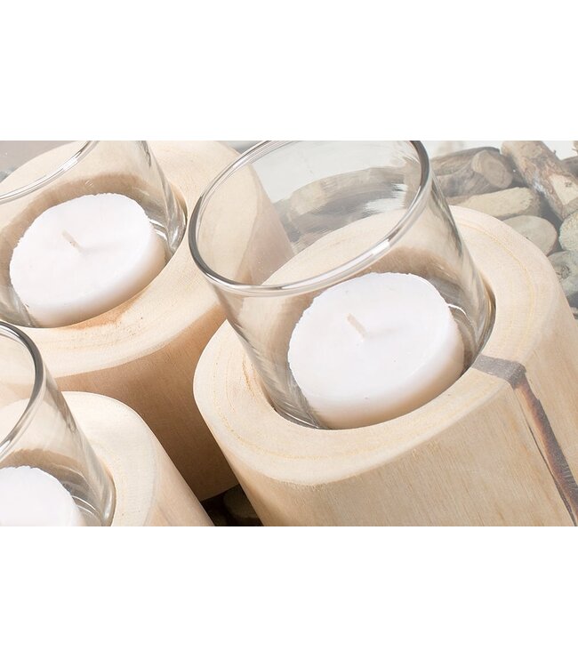 Invicta Interior Elegante set van 3 lantaarns LIMOTION teakhouten theelichtkandelaars voor buiten - 38247