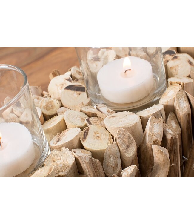 Invicta Interior Elegante lantaarn FOSSIL 50cm drijfhout kandelaar voor 3 kaarsen - 38246