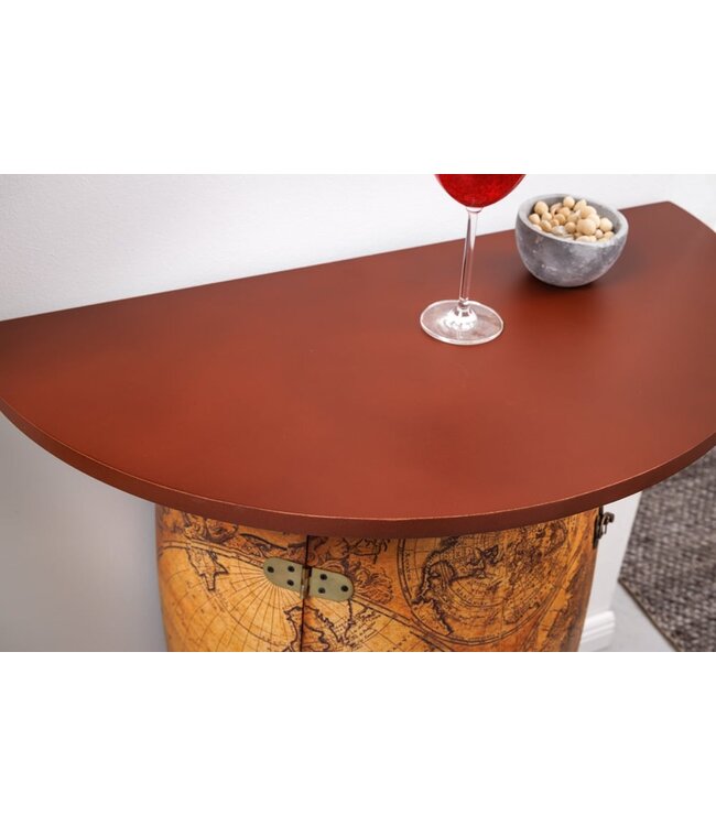 Invicta Interior Massief wijnrek SEVEN SEAS 80cm natuurlijk grenenhout wereldkaart wijnvat barkast - 42581