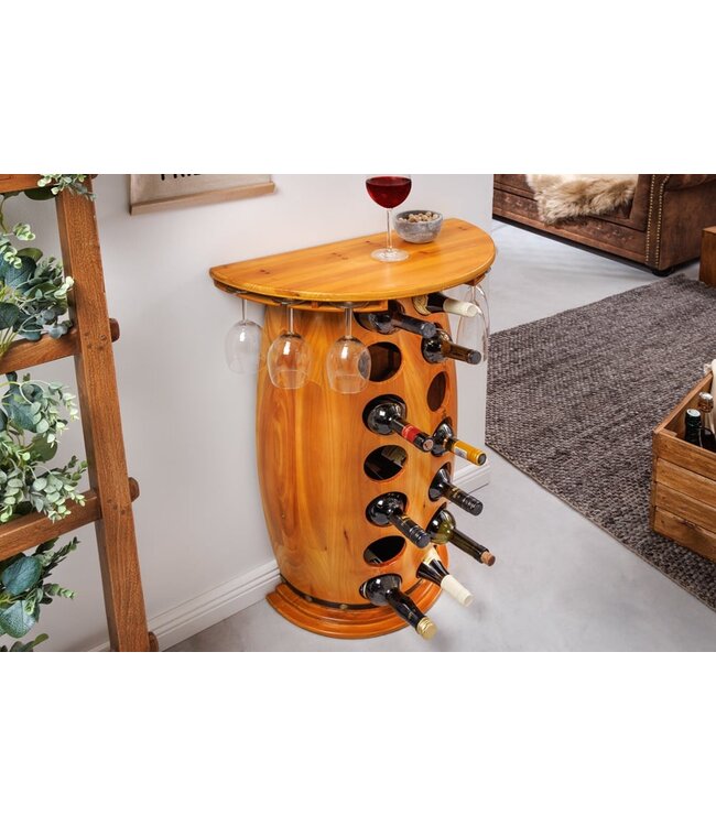 Invicta Interior Massief wijnrek BODEGA 84cm natuurlijk grenen wijnvat barkast voor 14 flessen - 42579