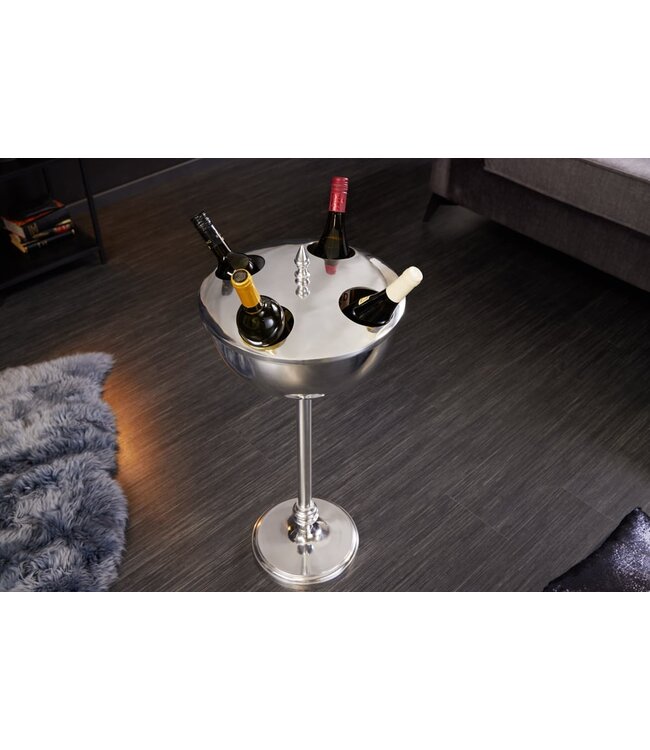Invicta Interior Decoratieve wijnkoeler VINO 80cm zilveren handgemaakte metalen flessenkoeler champagnekoeler - 41690