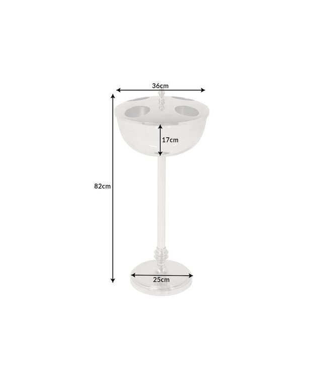 Invicta Interior Decoratieve wijnkoeler VINO 80cm zilveren handgemaakte metalen flessenkoeler champagnekoeler - 41690
