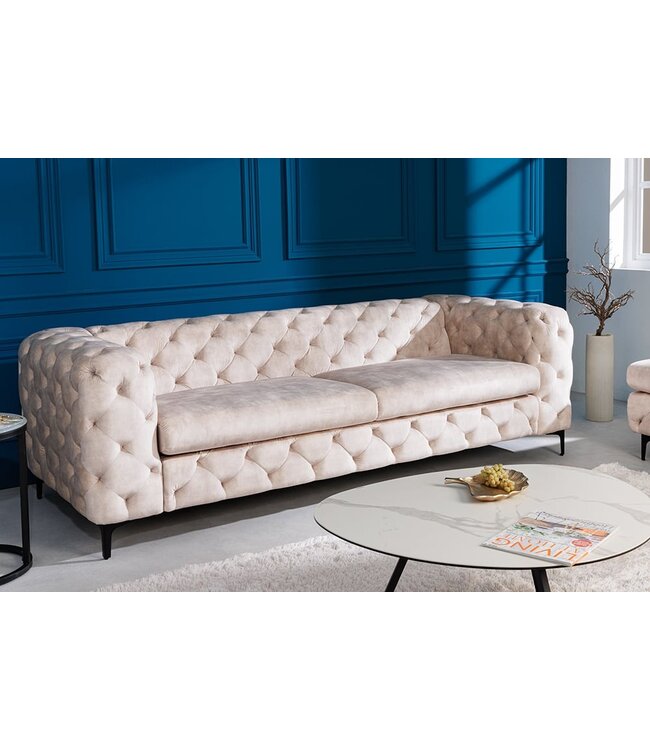 Invicta Interior Chesterfield 3-zitsbank MODERN BAROK 235cm champagne fluweel 3-zits - 42641