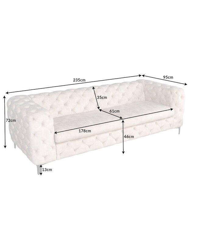 Invicta Interior Chesterfield 3-zitsbank MODERN BAROK 235cm champagne fluweel 3-zits - 42641