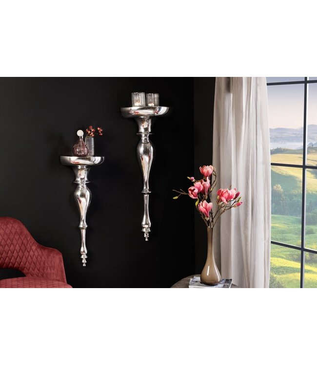 Invicta Interior Barokke wandconsole SCALA 60cm zilver aluminium wandplank - 35730