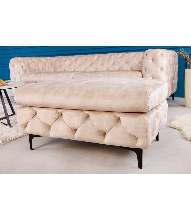 Invicta Interior Chesterfield kruk MODERN BAROK 92cm champagne fluwelen voetenbank - 42642