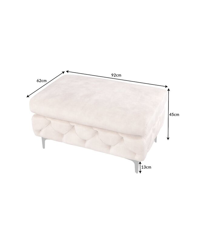 Invicta Interior Chesterfield kruk MODERN BAROK 92cm champagne fluwelen voetenbank - 42642