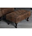 Invicta Interior Chesterfield voetenbank 80cm antiek bruin met knoopstiksels en klinknagels - 19449