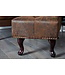 Invicta Interior Chesterfield voetenbank 80cm antiek bruin met knoopstiksels en klinknagels - 19449