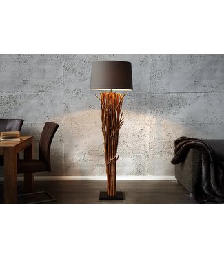 Invicta Interior Design drijfhout vloerlamp EUPHORIA 180cm grijs met linnen kap - 19472