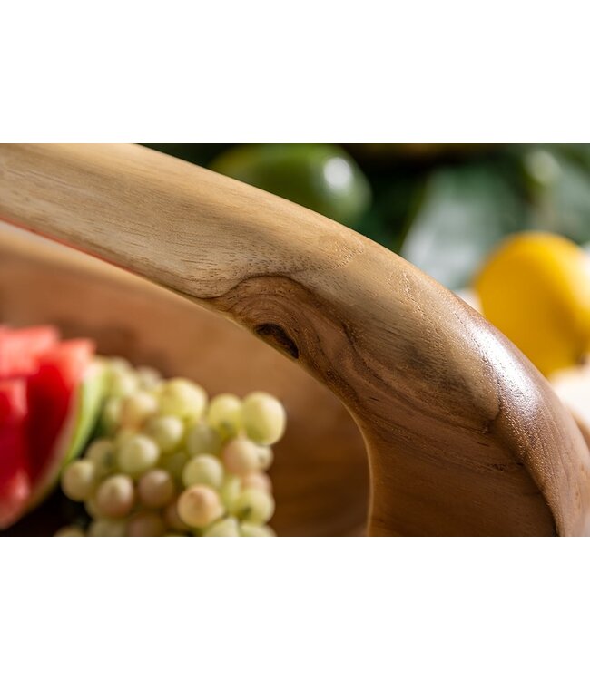 Invicta Interior Massief houten kom BALI 60cm teakhout met natuurlijke nerf handvat - 36152