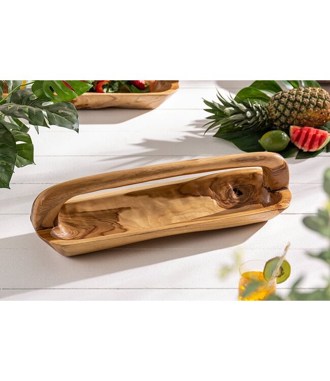 Invicta Interior Massief houten kom BALI 60cm teakhout met natuurlijke nerf handvat - 36152