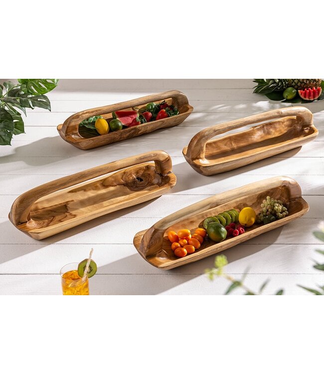 Invicta Interior Massief houten kom BALI 60cm teakhout met natuurlijke nerf handvat - 36152