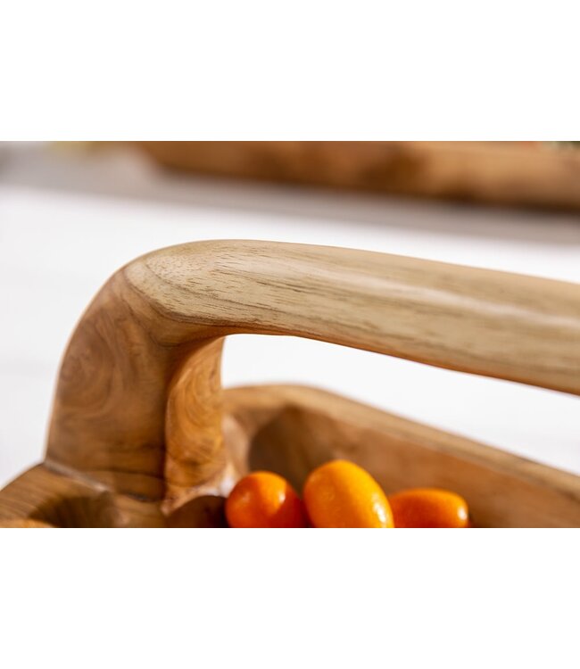 Invicta Interior Massief houten kom BALI 60cm teakhout met natuurlijke nerf handvat - 36152