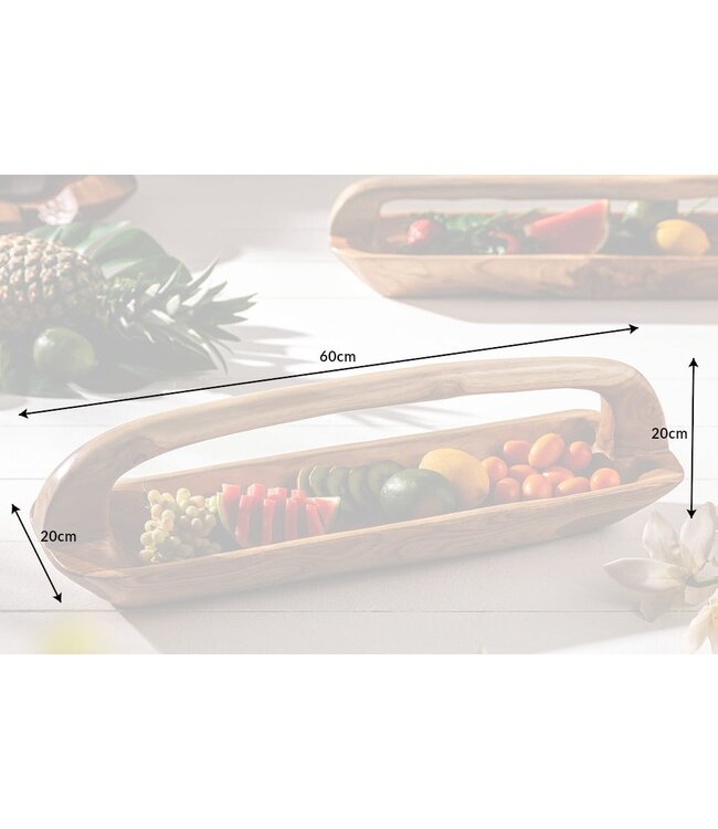 Invicta Interior Massief houten kom BALI 60cm teakhout met natuurlijke nerf handvat - 36152